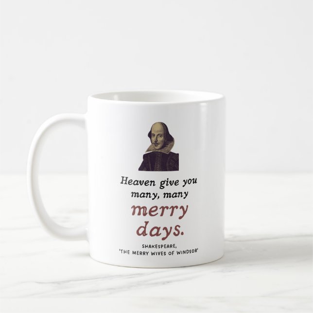 Caneca De Café Shakespeare Cite Dias de Feliz Feliz Aniversário (Esquerda)