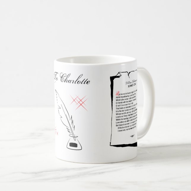 Caneca De Café Shakespeare Sonnet 116 (Frente Esquerda)