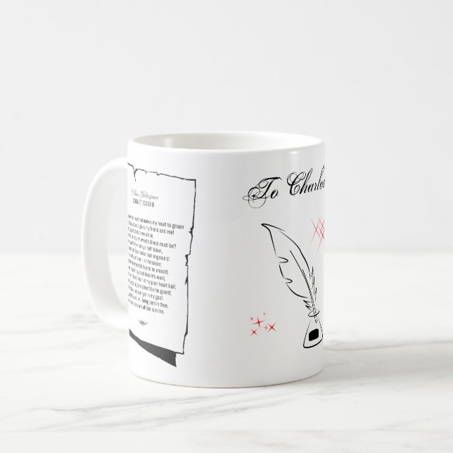 Caneca De Café Shakespeare Sonnet 133 (Frente Esquerda)