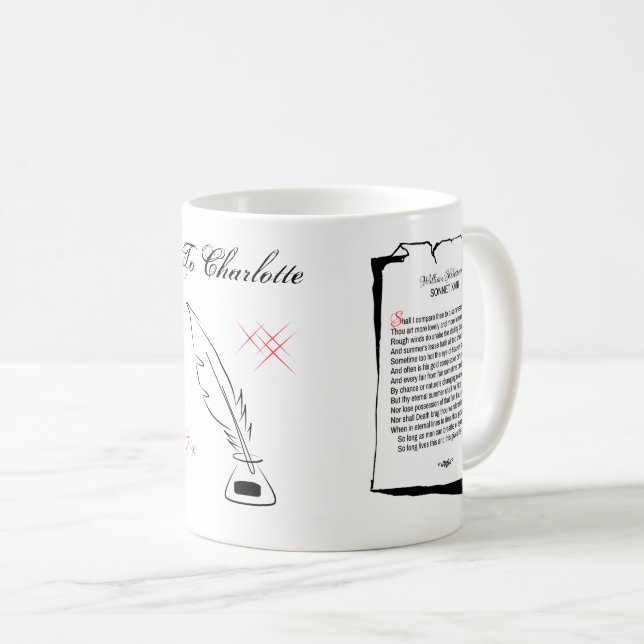 Caneca De Café Shakespeare Sonnet 18 (Frente Esquerda)