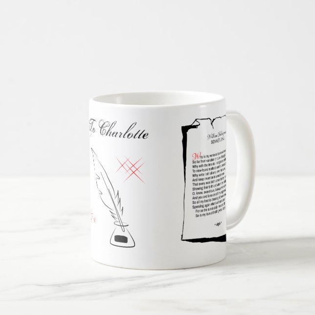 Caneca De Café Shakespeare Sonnet 76 (Frente Esquerda)