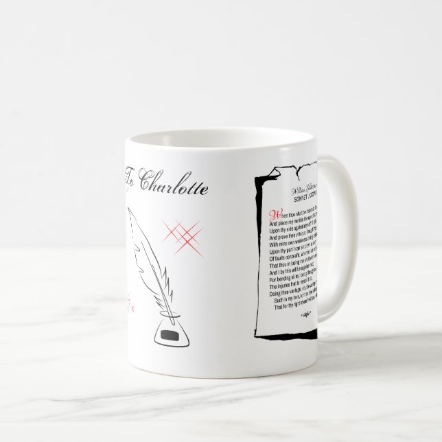 Caneca De Café Shakespeare Sonnet 88 (Frente Esquerda)