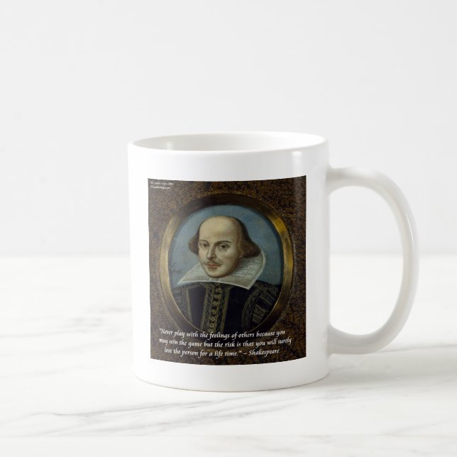 Caneca De Café Shakespeare & Sua Famosa Citação de Sentimentos (Direita)