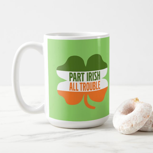 Caneca De Café Shamrock de Dia de São Patrício - Part Irish All T (Com Donut)
