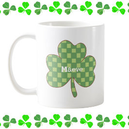 Caneca De Café Shamrock de Xadrez Personalizado