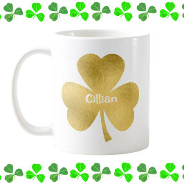 Caneca De Café Shamrock Dourado personalizado