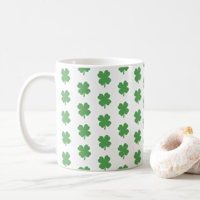 Caneca De Café Shamrock Irish Pattern Four Leaf Clover Coffee Mug (Com Donut)