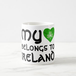 Caneca De Café Shamrock 'O meu coração pertence à Irlanda', canec