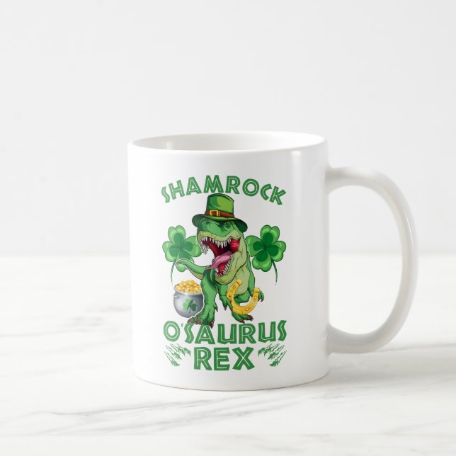 Caneca De Café Shamrock O'saurus Rex | Rua. Dia de Patrick (Direita)