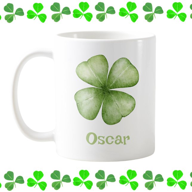Caneca De Café Shamrock Personalizado de Aquarela (Criador carregado)