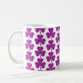 Caneca De Café Shamrock Shape Plaid Pink Purple