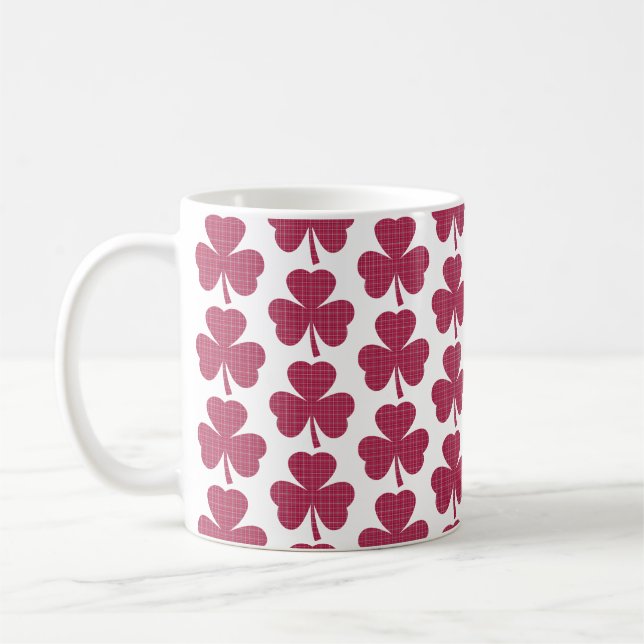 Caneca De Café Shamrock Shape Plaid Red (Esquerda)