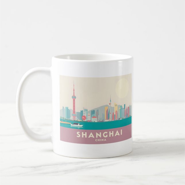 Caneca De Café Shanghai China The Bund Pastel Viagem (Esquerda)