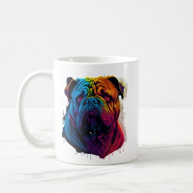 Caneca De Café Shar Pei Chinês Brilhante e Fluffy (Esquerda)