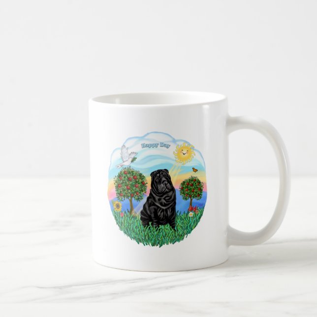 Caneca De Café Shar Pei Chinês (preto #6) (Direita)
