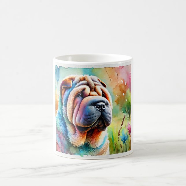 Caneca De Café Shar Pei Dog 020824AREF103 - Watercolor (Centro)