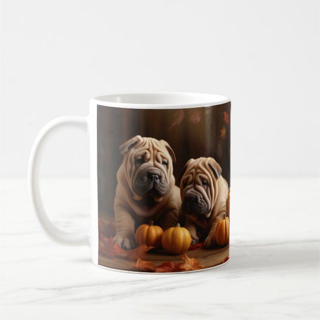 Caneca De Café Shar Pei Puppy Autumn Delight Pumpkin (Esquerda)