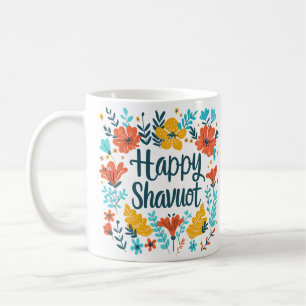 Caneca De Café Shavuot - Feliz Celebração de Shavuot com Flores