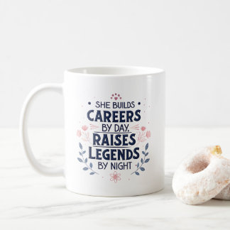 Caneca De Café She Builds Careers Inspiring Mom Typography Art