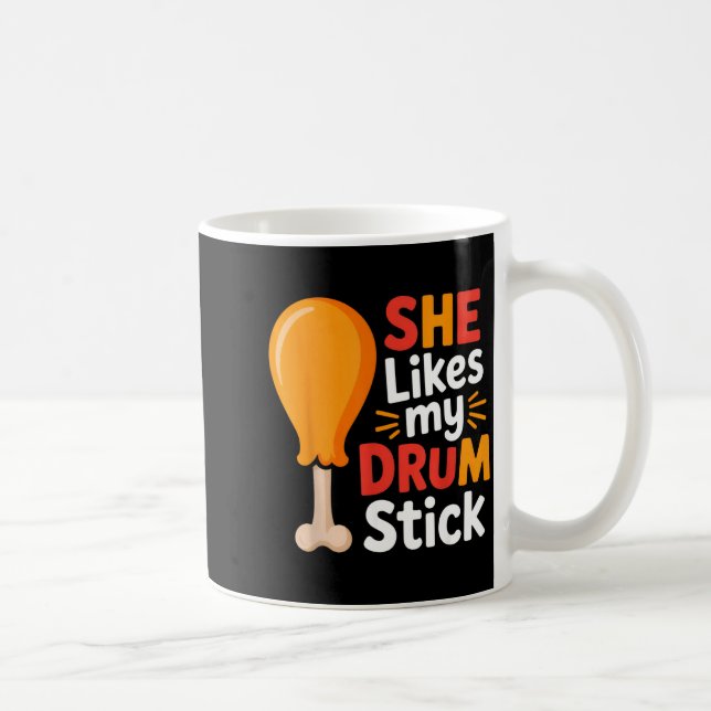 Caneca De Café She Likes My Drum Stick Funny Foodie Humor Summer  (Direita)