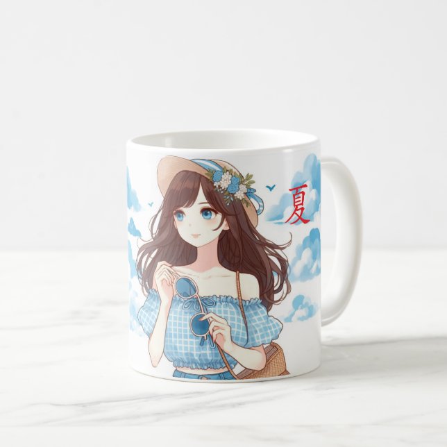 Caneca De Café She Smiles in Summer マグカップ (Frente Esquerda)