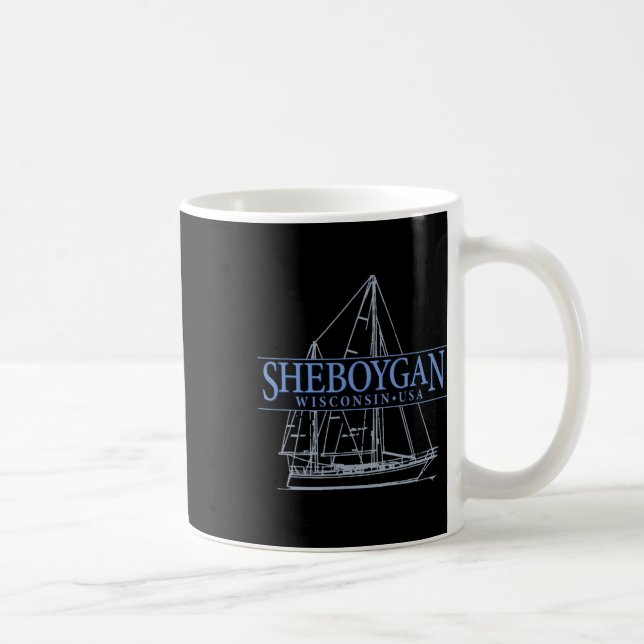Caneca De Café Sheboygan Wisconsin Vintage Sailing  (Direita)