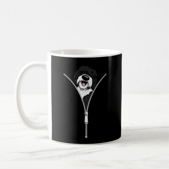 Caneca De Café Sheepadoodle Dog Zipper Funny Puppy Dog Proprietár (Esquerda)