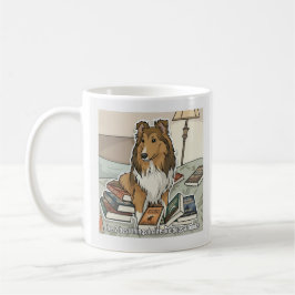 Caneca De Café Sheltie & books