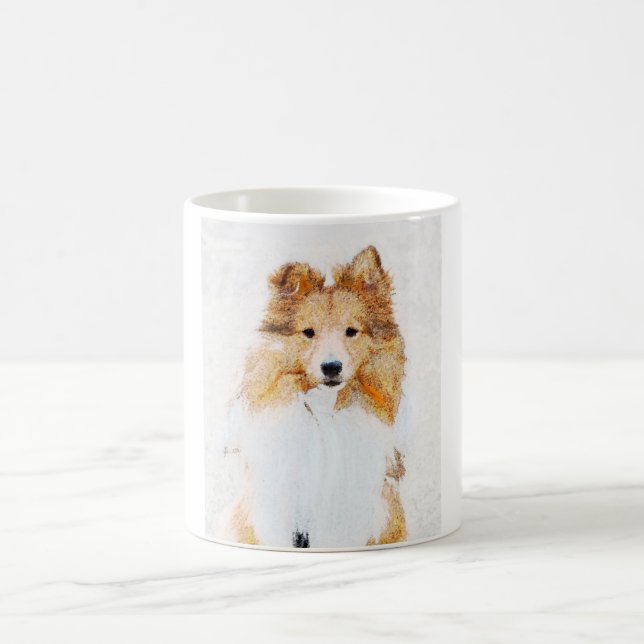 Caneca De Café Sheltie Dog Art Retrait Mug (Centro)
