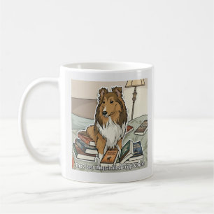 Caneca De Café Sheltie & livros