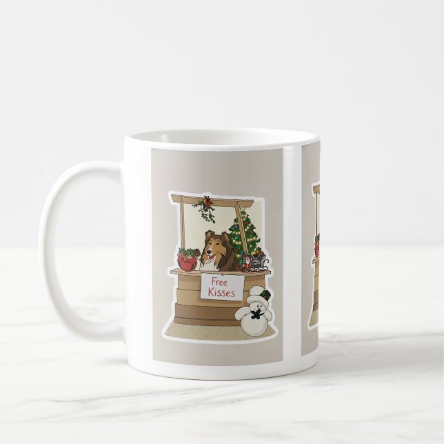 Caneca De Café Sheltie under the mistletoe (Esquerda)