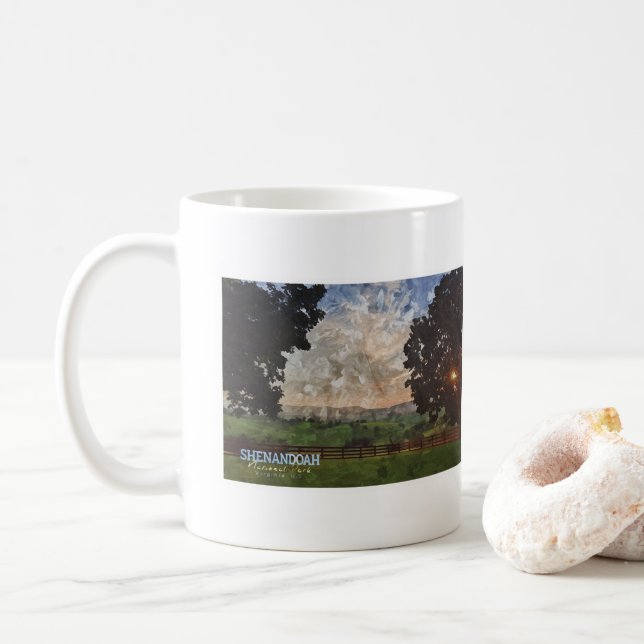 CANECA DE CAFÉ SHENANDOAH WATERCOLOR - VIRGINIA UNITED STATES (Com Donut)