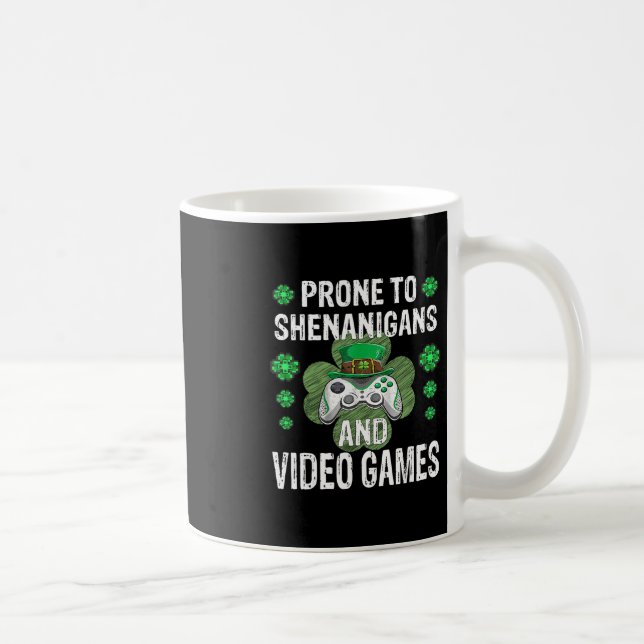 Caneca De Café Shenanigans Video Games Funny Gamer St Patricks Da (Direita)