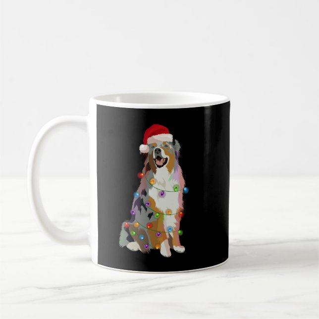 Caneca De Café Shepherd Aussi australiano Luzes de Natal Xmas Do (Esquerda)