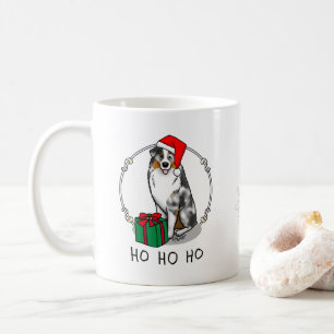 Caneca De Café Shepherd australiano de Natal (bronzeado azul de m