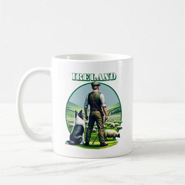 Caneca De Café Sheppard Irlandês com Border Collie (Esquerda)