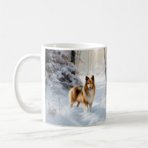 Caneca De Café Shetland Sheepdog Deixe Nevar Natal