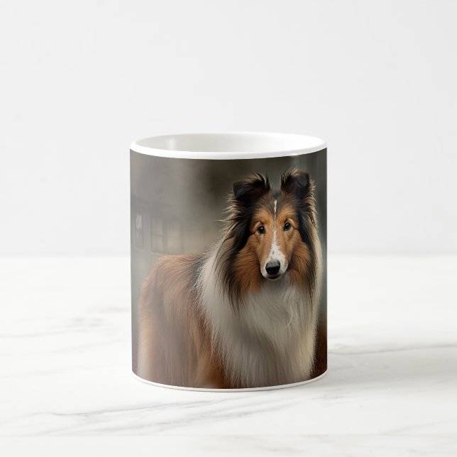 Caneca De Café Shetland Sheepdog Halloween Scary (Centro)