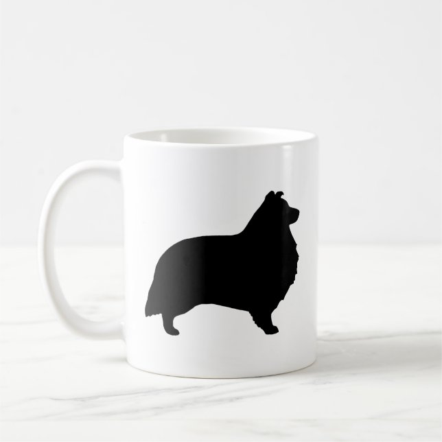 Caneca De Café Shetland Sheepdog Sheltie Dog Silhouettes (Esquerda)