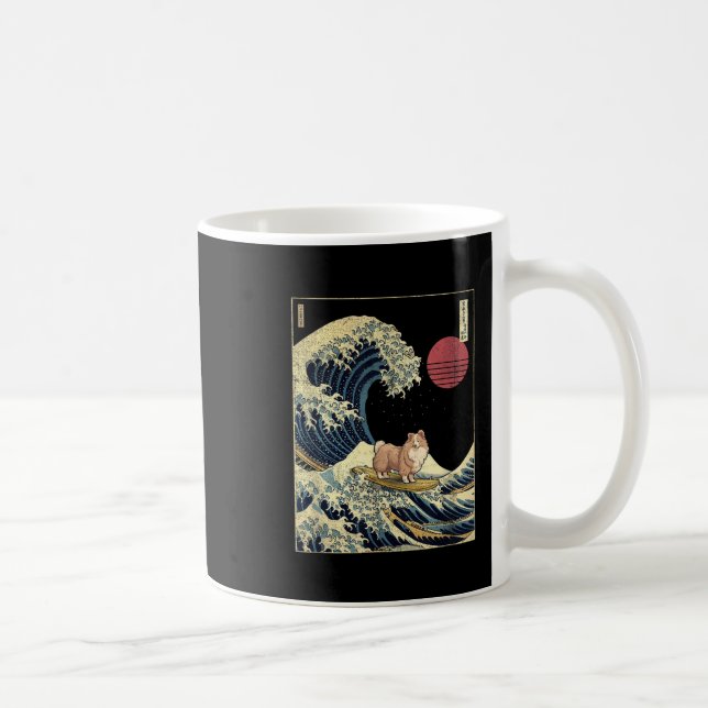Caneca De Café Shetland Sheepdog Sheltie Japanese Kanagawa Wave F (Direita)