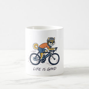 Caneca De Café Shiba Inu andando de bicicleta