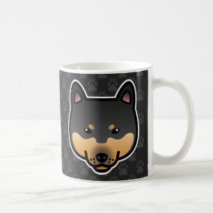 Caneca De Café Shiba Inu Cabeça De Cartoon Preto E Tan