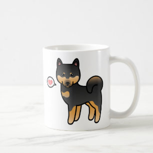 Caneca De Café Shiba Inu Love, Cartoon Preto E Tan