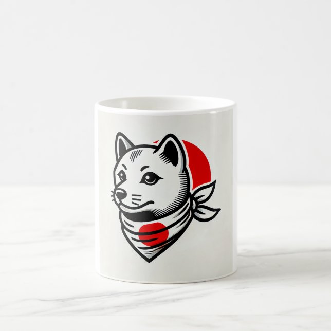 Caneca De Café Shiba Inu Mug with Japanese Flag Scarf (Centro)