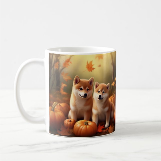 Caneca De Café Shiba Inu Puppy Autumn Delight Pumpkin (Esquerda)