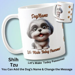 Caneca De Café Shih Tzu - Adicionar o nome do cão, Alterar texto
