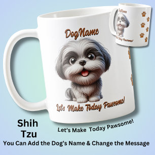Caneca De Café Shih Tzu - Adicionar o nome do cão, Alterar texto