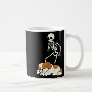 Caneca De Café Shih Tzu Cachorro Dormindo Cute Esqueleto de Hallo