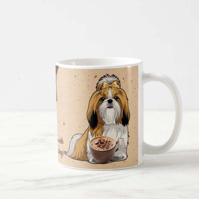 Caneca De Café Shih Tzu Chocolate Mug – Cute Dog & Hot Cocoa  (Direita)