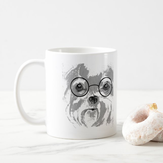 Caneca De Café Shih Tzu com Óculos (Com Donut)